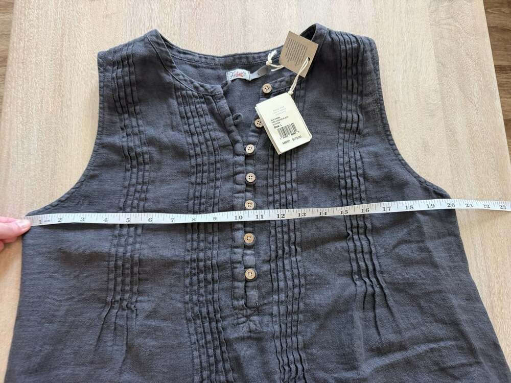 Faherty NWT Isha Dress in Washed Black Size Large 100% Linen Mini - Picture 8 of 8